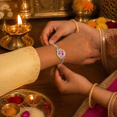 Peacock Rakhi – Elegant Traditional Design for Raksha Bandhan Festival