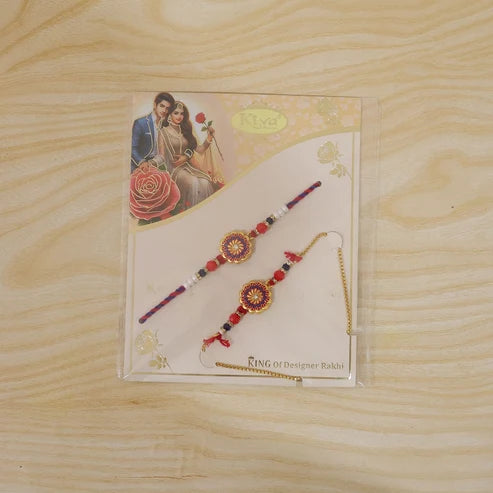 Lumba Floral Stone Beaded Rakhi for Brother and Bhabhi by madhavans